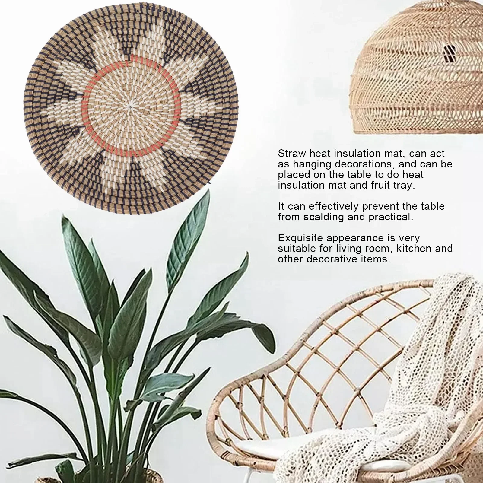 Round Grass Wall Ornaments 35c - огляд і ціна Rattan Plant Basket