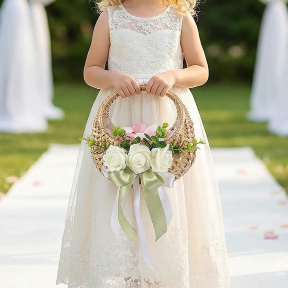 Rattan Flower Girl Basket with - огляд і ціна Rattan Plant Basket