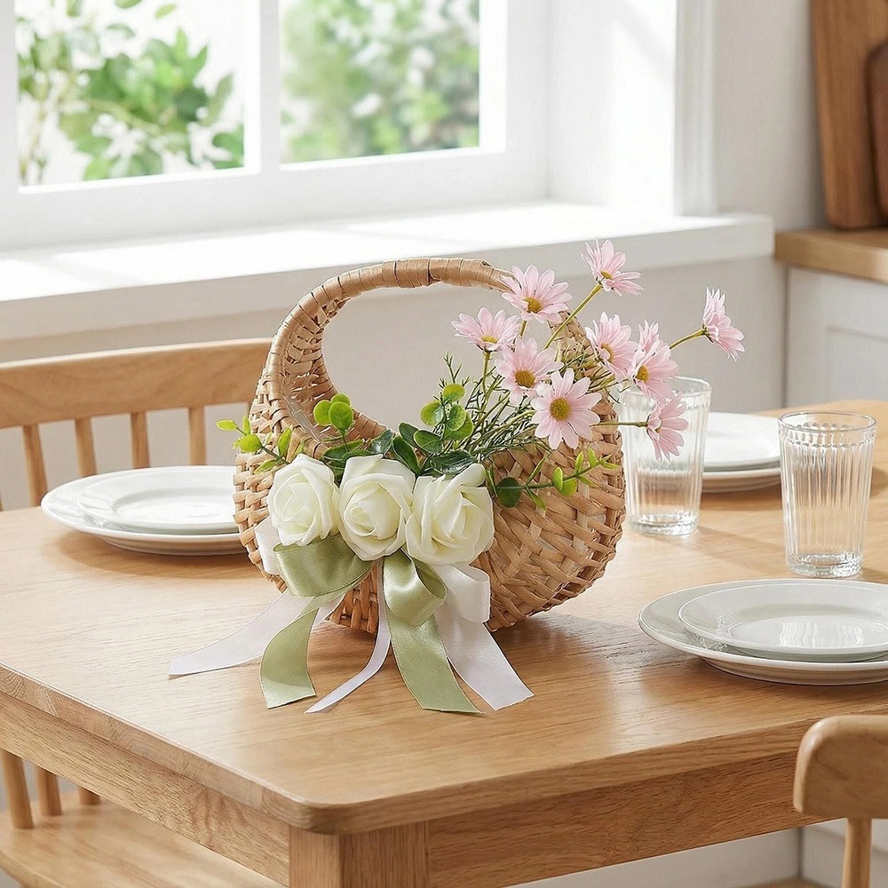 Rattan Flower Girl Basket with - огляд і ціна Rattan Plant Basket