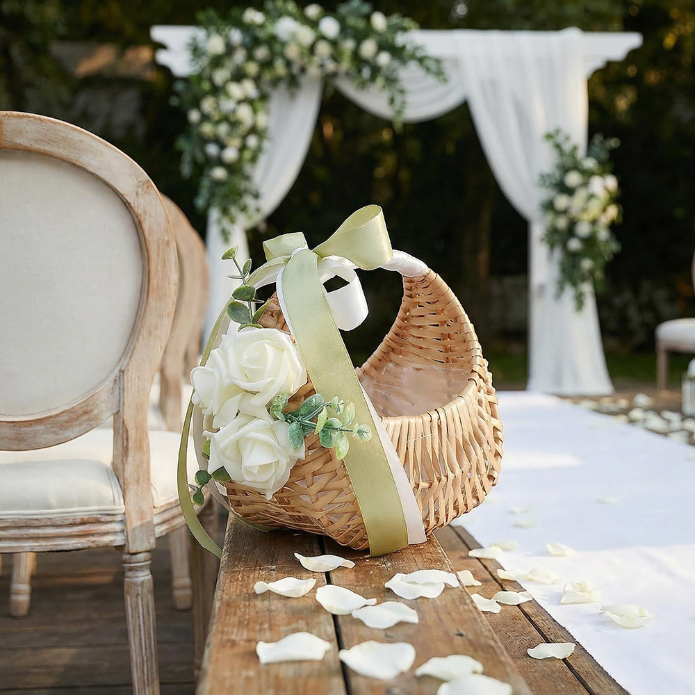 Rattan Flower Girl Basket with - огляд і ціна Rattan Plant Basket